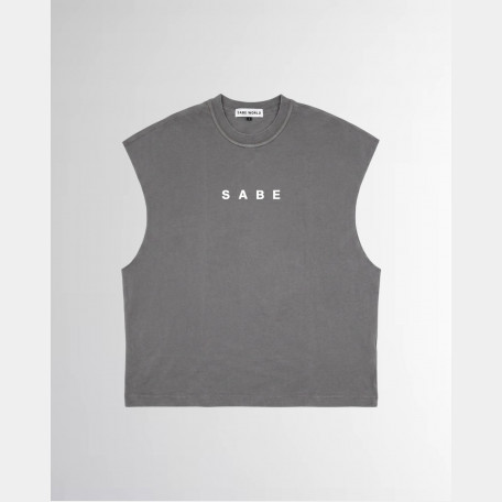 Футболка без рукавов Sabe Sleeveless T-shirt White Logo Grey