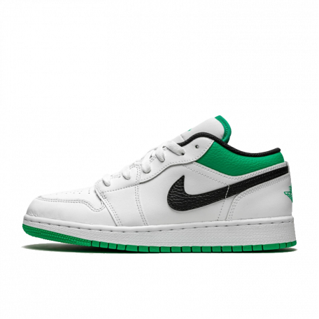 Air Jordan 1 Low White Lucky Green Tumbled Leather (GS)