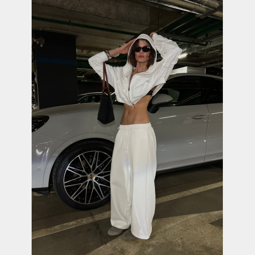 Зип-худи Sabe Logo Cropped Zip-Up Hoodie Milk