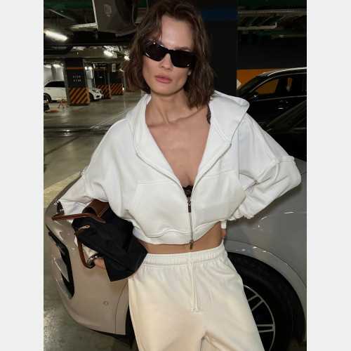 Зип-худи Sabe Logo Cropped Zip-Up Hoodie Milk