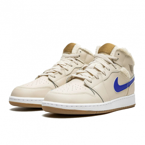 Кроссовки Air Jordan 1 Mid Utility Fleece Pearl White (GS)