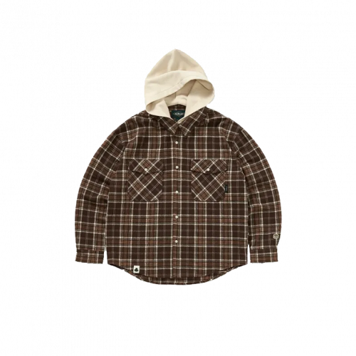 714STREET Removablehooded Shirt Jacket Brown